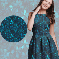 Bio French Terry mit Überbreite (Stoffbreite ca. 180 cm): Eigenproduktion  Turquoise velvet blossom - von Graustufen-Stoffe